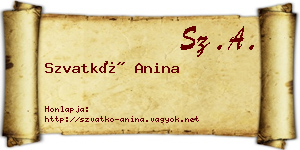 Szvatkó Anina névjegykártya