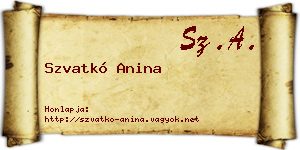 Szvatkó Anina névjegykártya